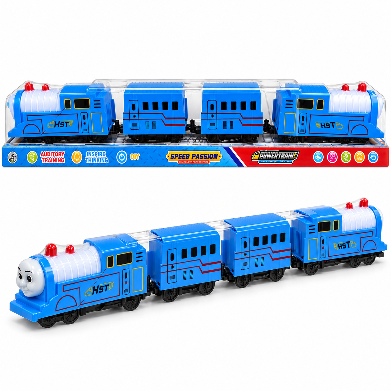 Power Train - Battery - Blue Long Train Toy