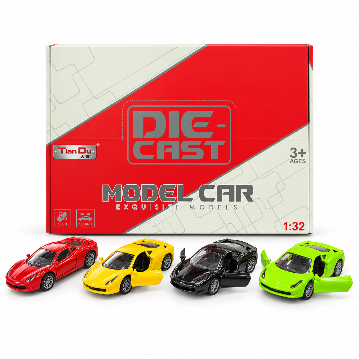 Die-Cast Door Open Model Cars - 4 Colors (cashier)