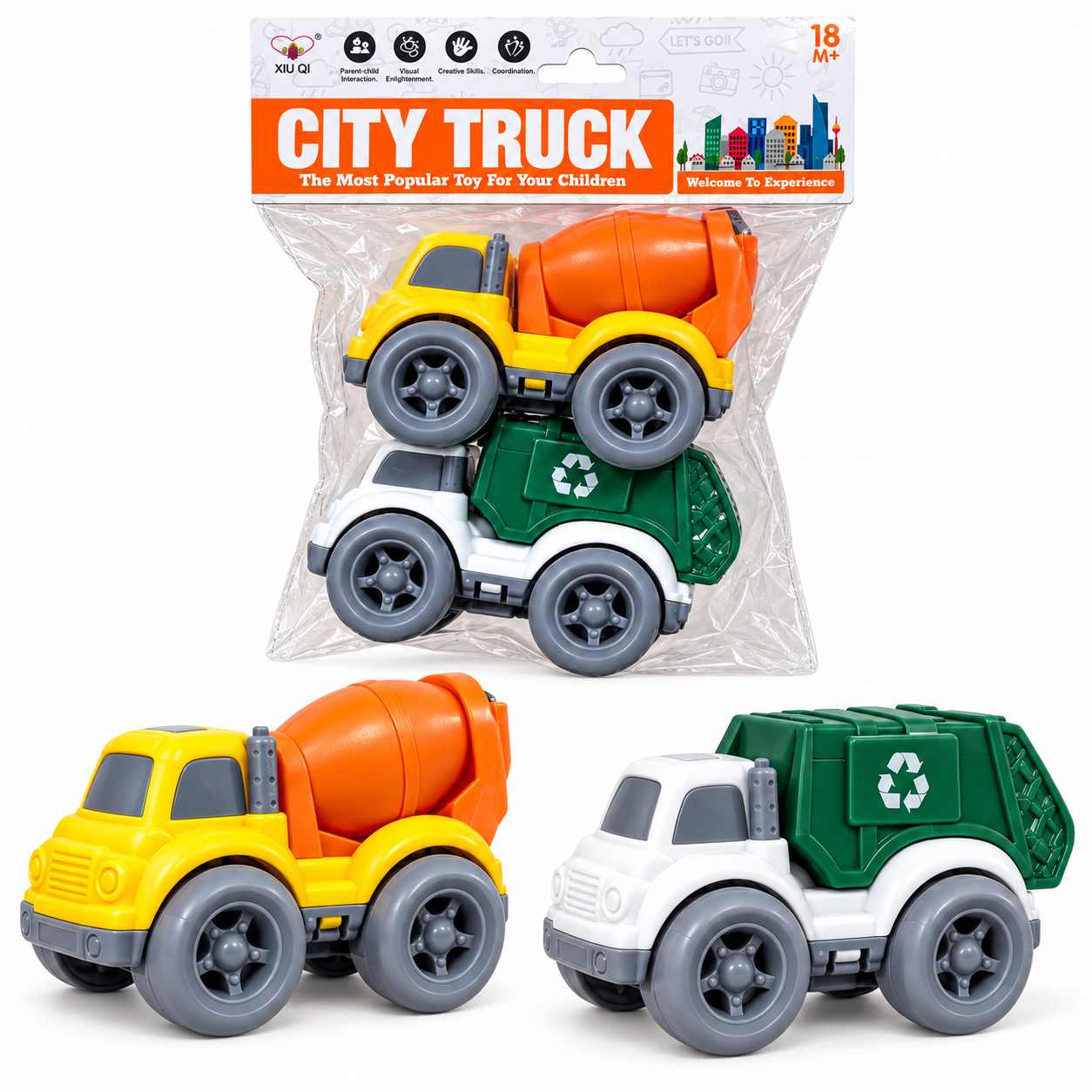 City Truck Cement Mixer - 2 Trucks - Kids Toys