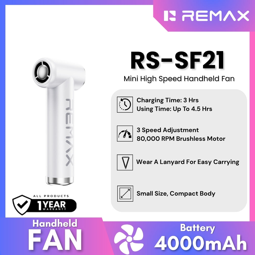 Remax RS-SF21 Mini High Speed Handheld Fan in White