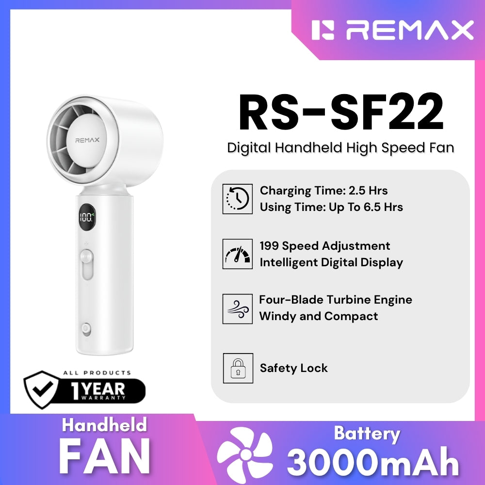 Remax RS-SF22 Digital High Speed Handheld Fan in White